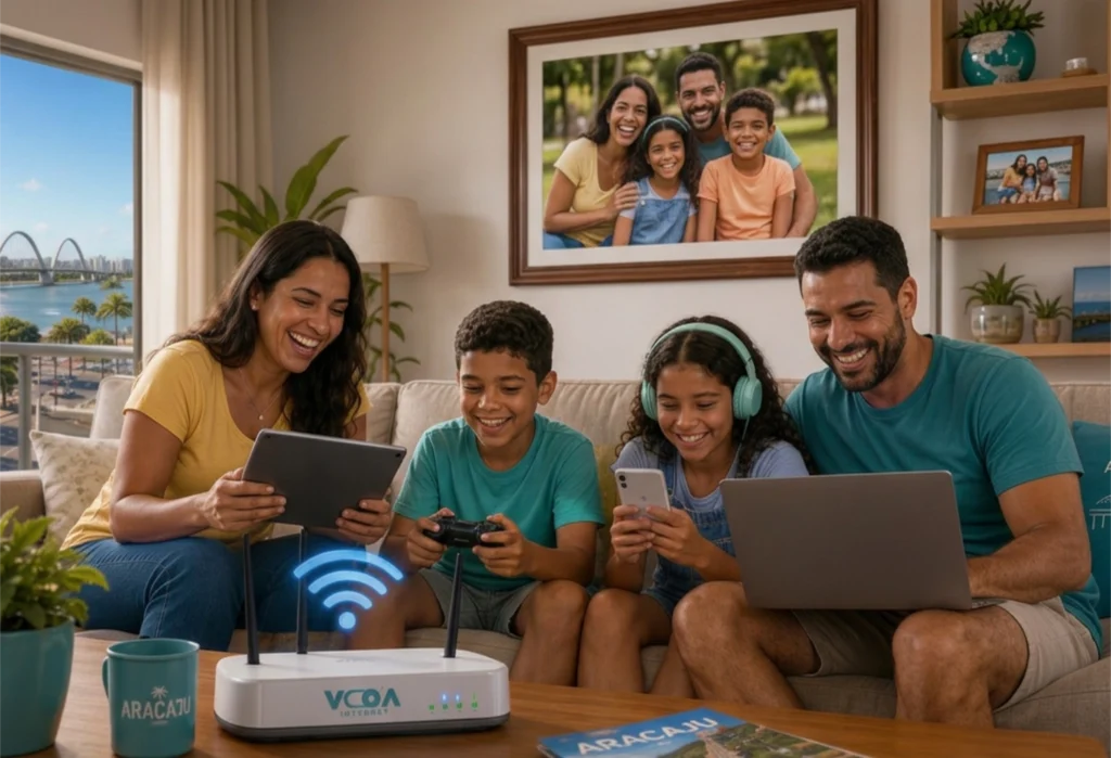 Família usando Internet Aracaju Voa
