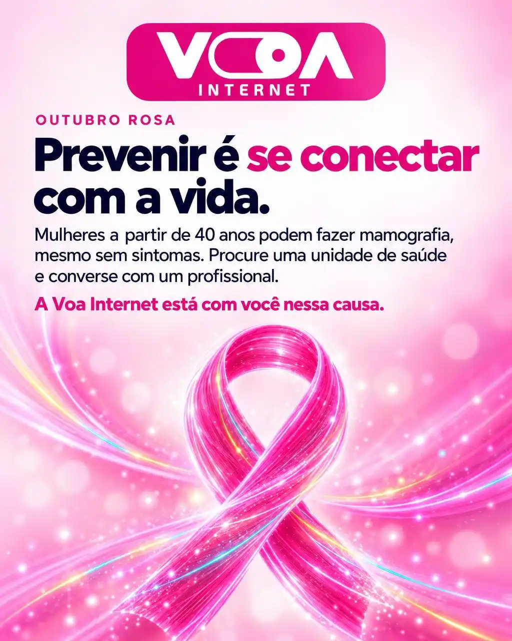 Outubro Rosa na Voa Internet: prevenir é se conectar com a vida
